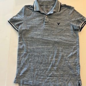 American Eagle Polo Medium M Men's Polo Core Flex Blue Shirt Classic Fit EUC
